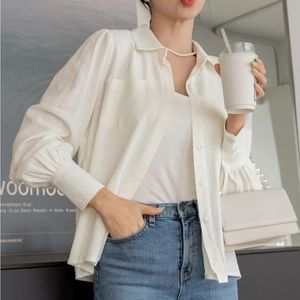 White medium collard shirt